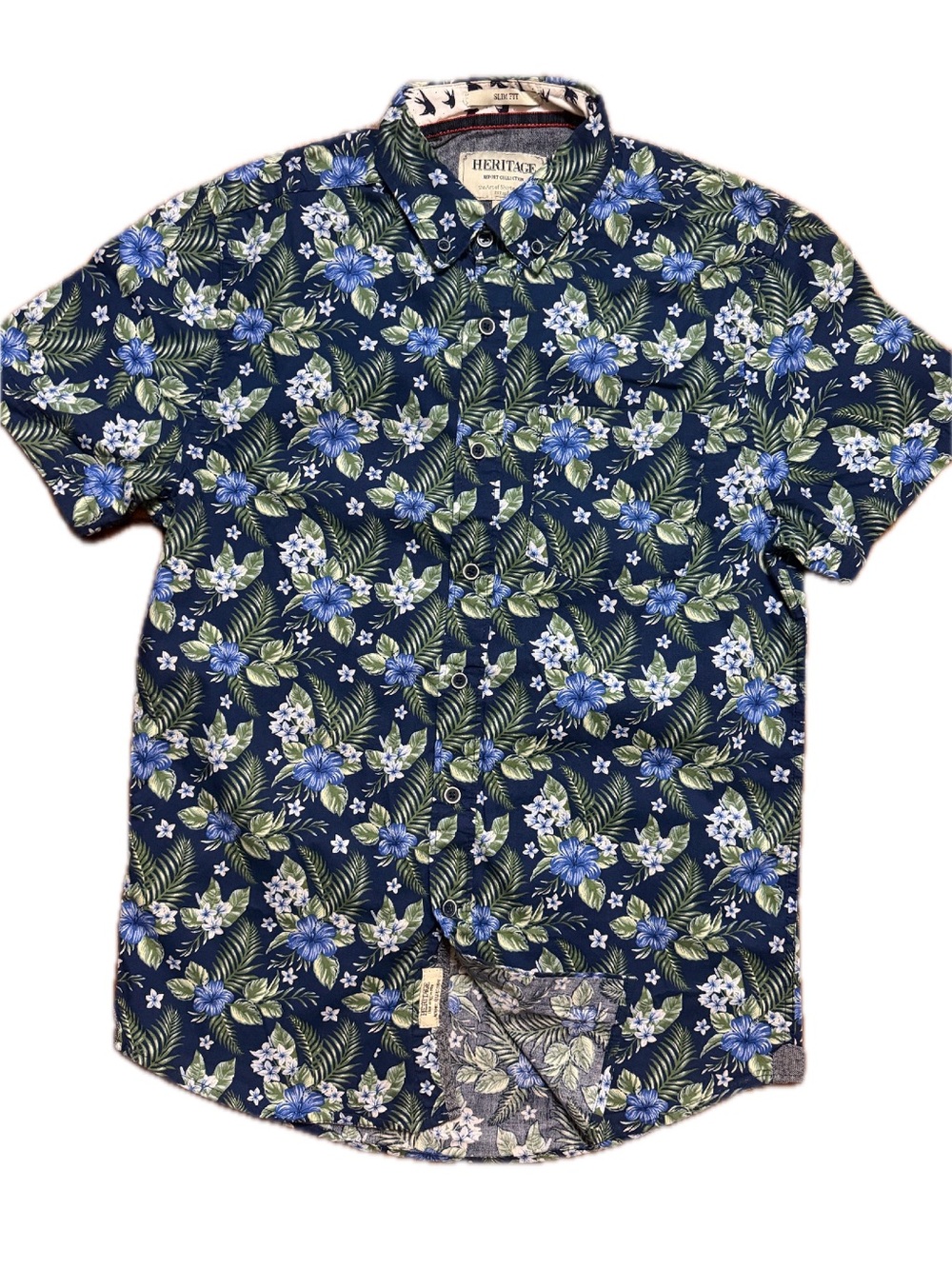 Heritage Report Collection Navy Floral Hawaiian Aloha Shirt